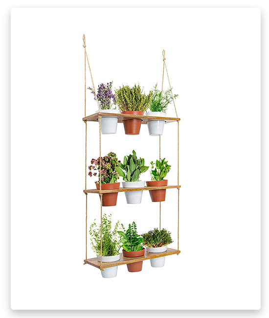 Kimisty 3-Tiered Vertical Planter Shelf with Metal Pot Set