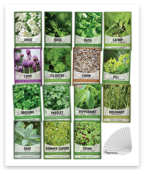 11# Gardeners Basics 15 Herb Seeds For Planting Varieties Heirloom Non-GMO