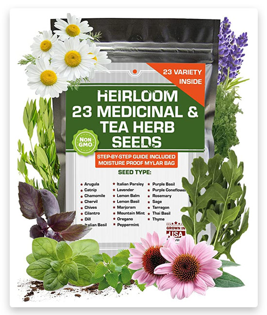 16# FarmerValley Heirloom Non GMO Tea and Herb Seeds for Planting Indoor and Outdoor Garden
