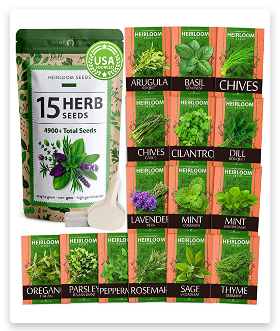 2# Home Grown 15-Culinary Herb Seed Vault for Indoor or Outdoor Herbs Garden